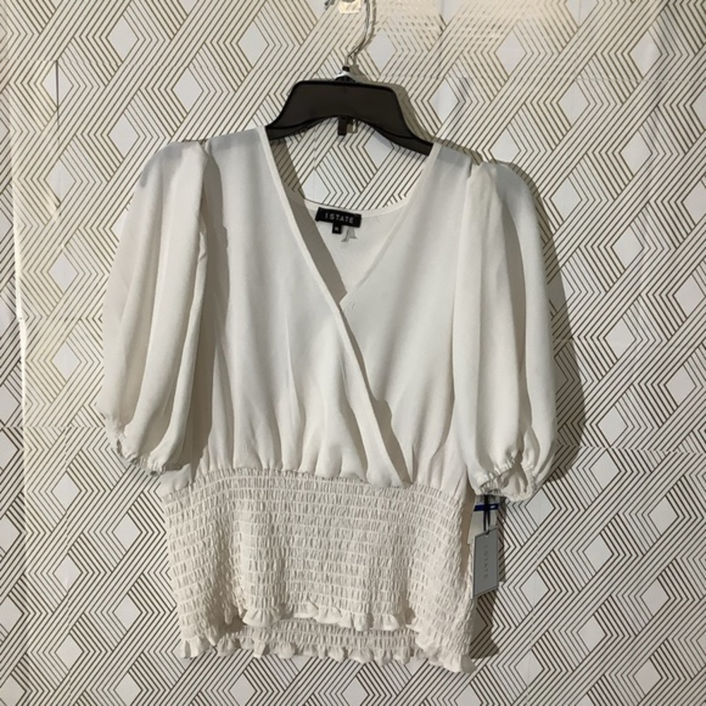 1. State Womenโs Short Sleeve Sheer Shirt, NWT, Ivory, Size XLโ